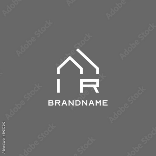 Monogram IR house roof shape, simple modern real estate logo design