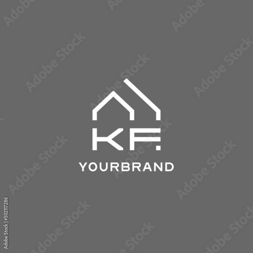 Monogram KF house roof shape, simple modern real estate logo design