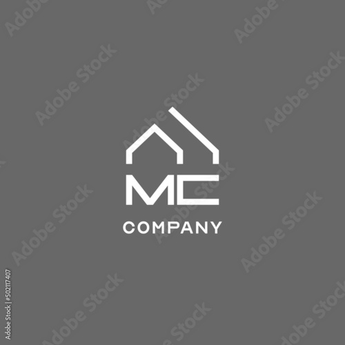 Monogram MC house roof shape, simple modern real estate logo design