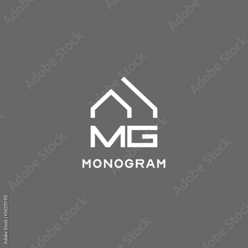 Monogram MG house roof shape, simple modern real estate logo design