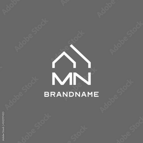 Monogram MN house roof shape, simple modern real estate logo design