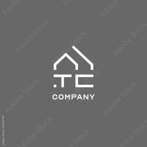Monogram TC house roof shape, simple modern real estate logo design photo