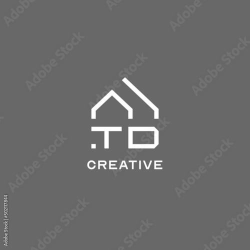 Monogram TD house roof shape, simple modern real estate logo design photo