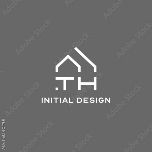 Monogram TH house roof shape, simple modern real estate logo design