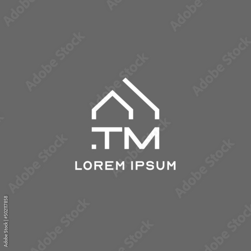 Monogram TM house roof shape, simple modern real estate logo design