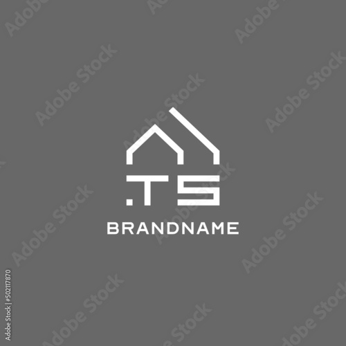Monogram TS house roof shape, simple modern real estate logo design