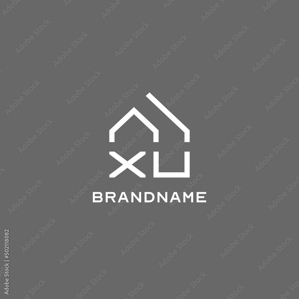 Monogram XU house roof shape, simple modern real estate logo design ...