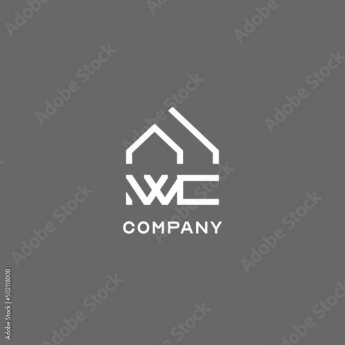 Monogram WC house roof shape, simple modern real estate logo design