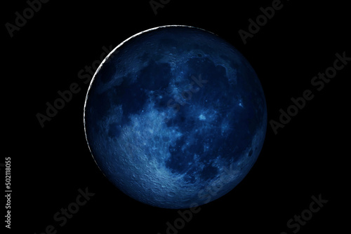 Fototapeta Naklejka Na Ścianę i Meble -  Moon in blue on a dark background. Elements of this image furnished by NASA