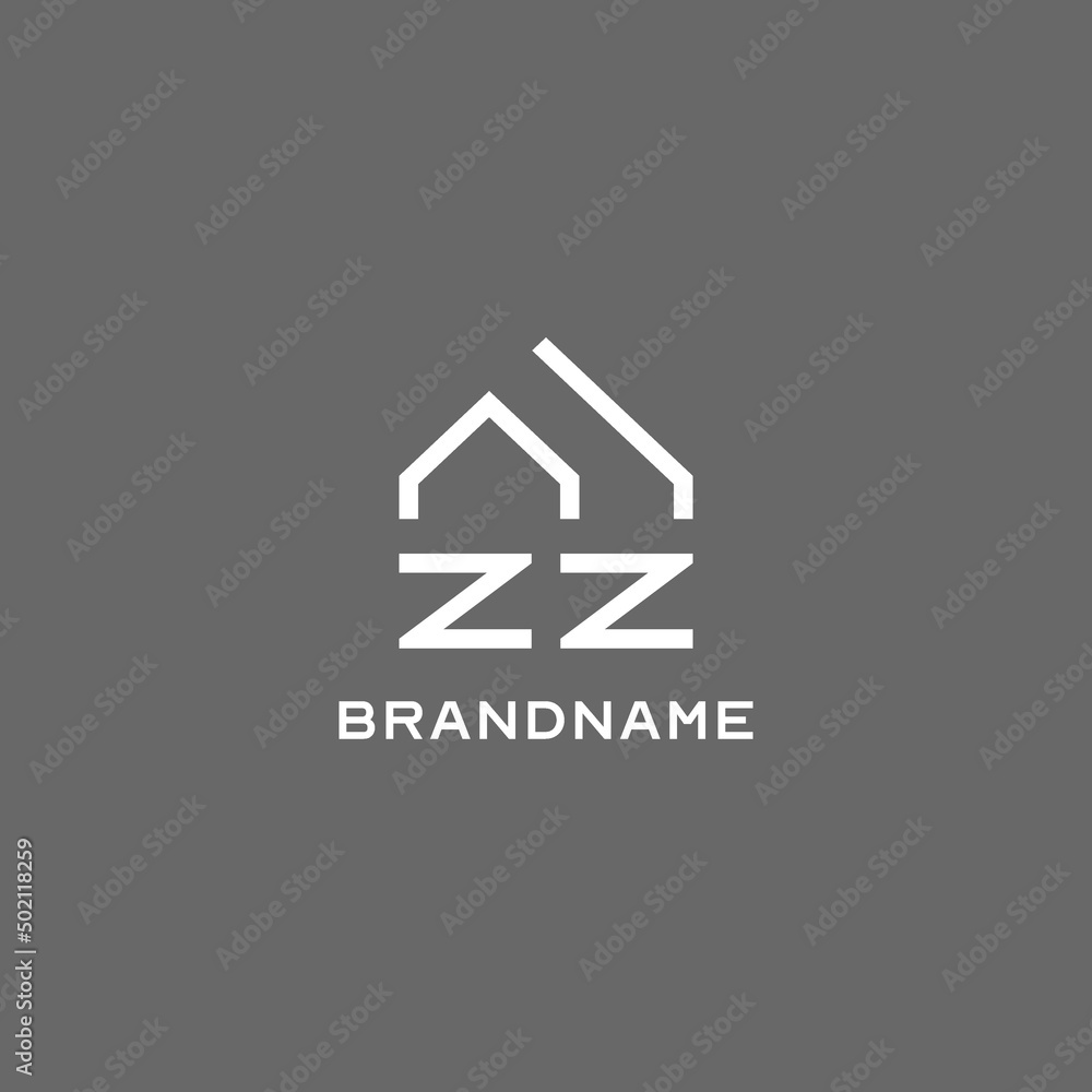 Monogram ZZ house roof shape, simple modern real estate logo design ...