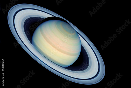 Fototapeta Naklejka Na Ścianę i Meble -  Planet Saturn on a dark background. Elements of this image furnished by NASA