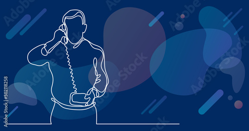businessman making phone call - continuous line drawing