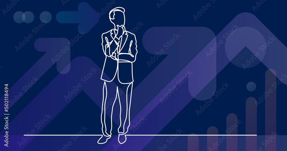 continuous line drawing of standing thinking man continuous line drawing of standing thinking man