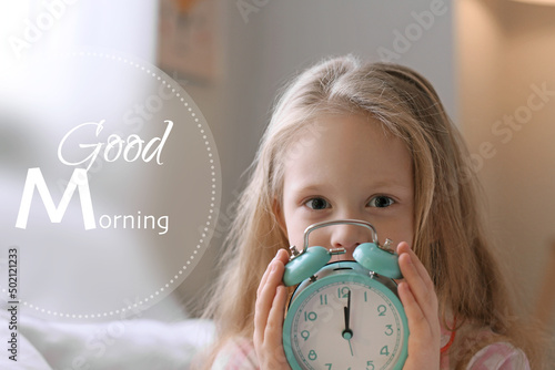 Morning of cute little girl...