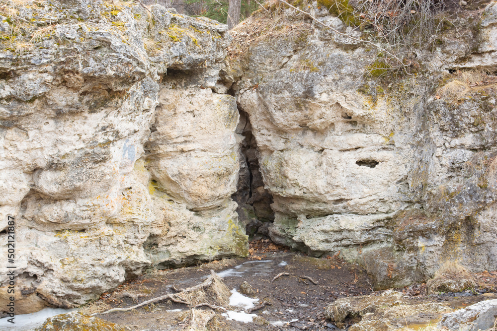 Spring Rock Formation from Minerals - Stream Rock Carved