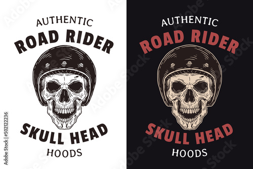 Set Skull Rider Helmet Dark illustration Skull Bones Head Hand drawn Hatching Outline Symbol Tattoo Merchandise T-shirt Merch vintage