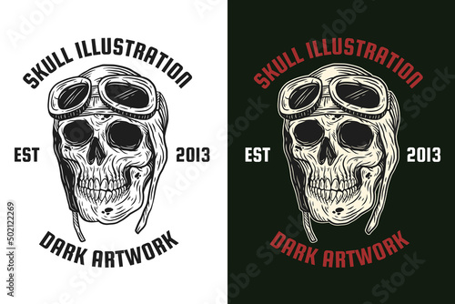 Set Dark illustration Skull Bones Head Hand drawn Hatching Outline Symbol Tattoo Merchandise T-shirt Merch vintage
