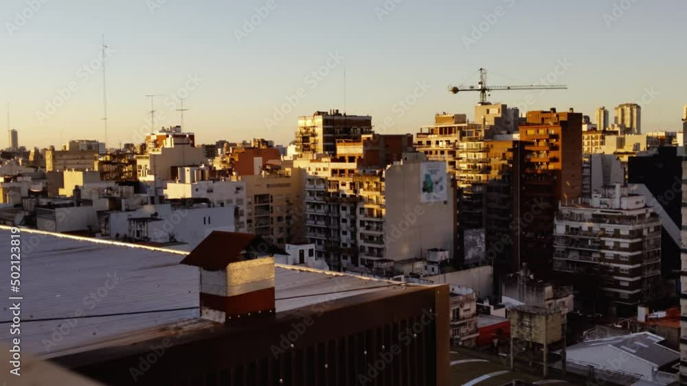 Skyline of Belgrano District at Sunset, Buenos Aires, Argentina. 4K Resolution. Skyline of Belgrano District at Sunset, Buenos Aires, Argentina. 4K Resolution.