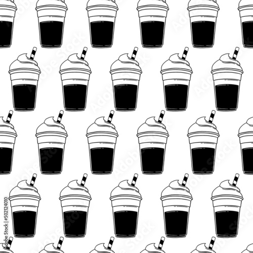 Hand drawn vector coffee seamless pattern.
