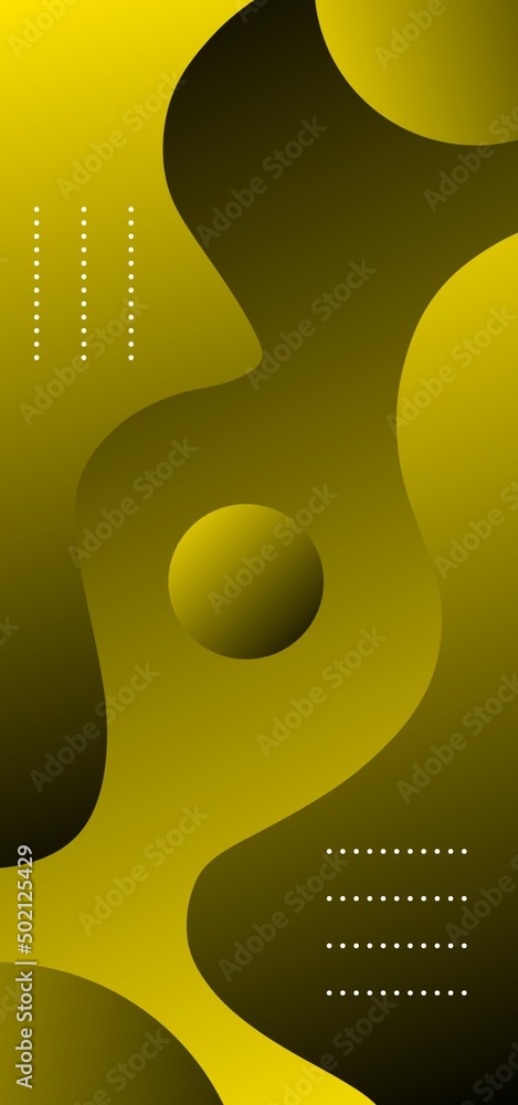 Dark yellow wallpaper. Black and yellow abstract gradient wallpaper with beautiful fluid shapes. Abstract background with geometric elements. Fluid wallpaper.	