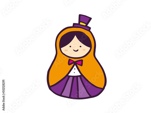 かわいいハロウィンの仮装した子ども／手画きイラスト素材