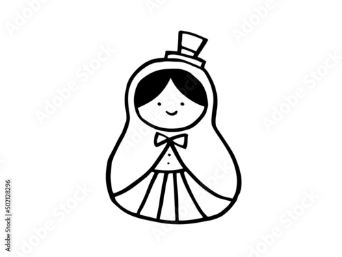 かわいいハロウィンの仮装した子どもの線画／手画きイラスト素材