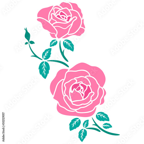 flat rose flower decoration vector