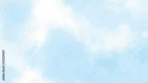 Background of abstract white color smoke isolated on blue color background. The wall of white fog. blue sky with white clouds. Vector illustration