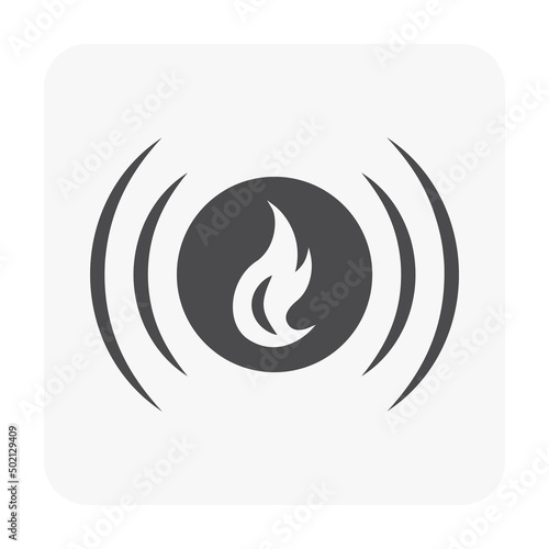 Fire alarm bell vector icon. Include ring alert sound, warning siren or chime. Security equipment of safety system for wall of school, building to prevention, urgent response, emergency rescue.
