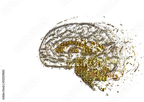 爆発する黄金の抽象的な脳のイラスト