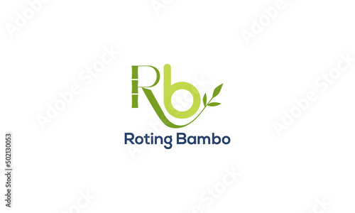 Bamboo R and B letter logo vector templet, 