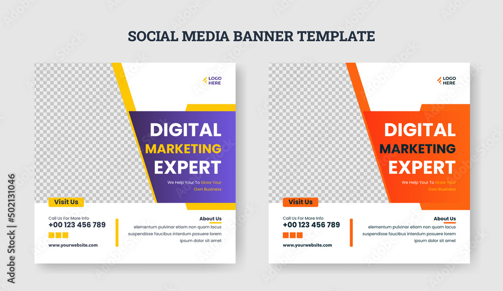 Corporate Digital Marketing Banner Post Promotion and Corporate Social Media Post Template
