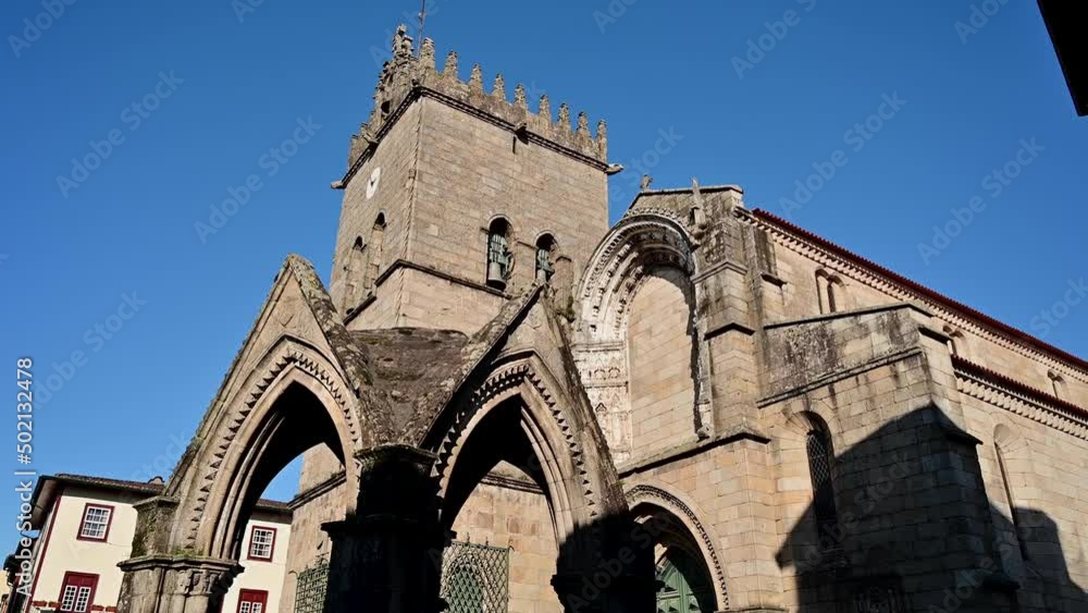 View of the historc Our Lady of Oliveira Church in the medieval center of Guimaraes, Portugal