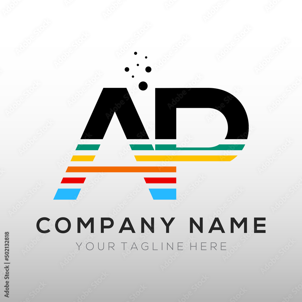 AP colorful lines letter logo design. creative text dots company vector icon design template.