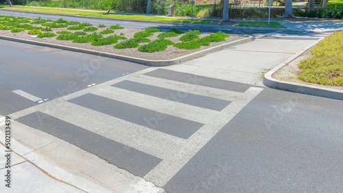 Panorama Crosswalk with pedestrian lanes at Ladera Ranch in California photo