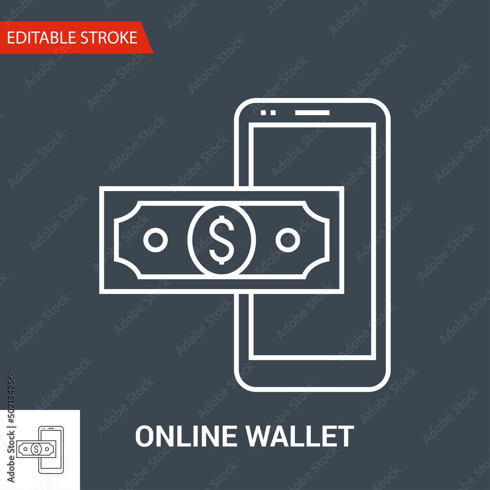 Online Wallet Icon. Thin Line Vector Illustration Online Wallet Icon. Thin Line Vector Illustration