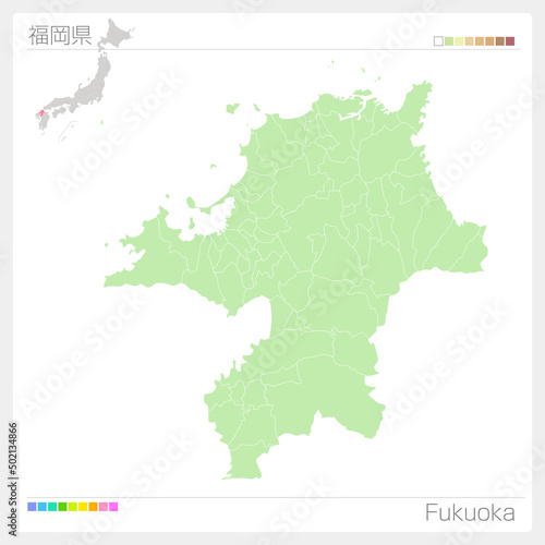 福岡県の地図・Fukuoka Map