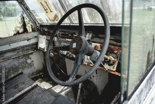 Old rusty cars for safari in the jungle of Africa