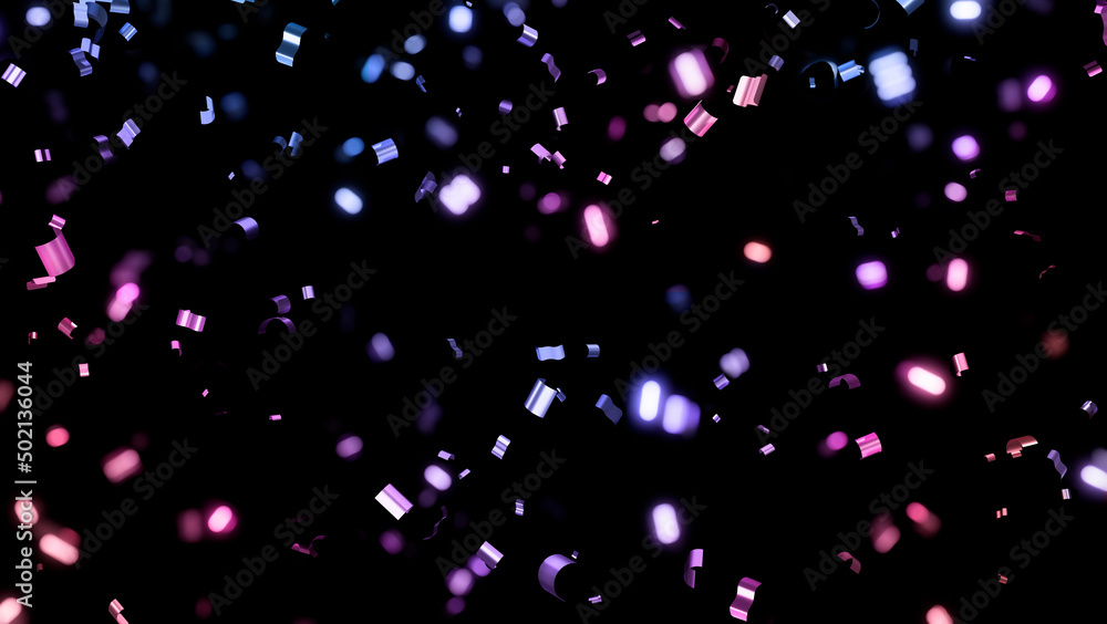 background 3d confetti glitter neon festive concept black background