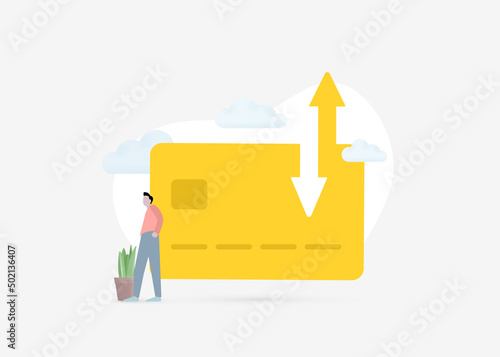 Card to Card Payment - direct money transfer illustration. Money exchange between credit bank cards and online bill payment vector icon concept. Refund and return rate.