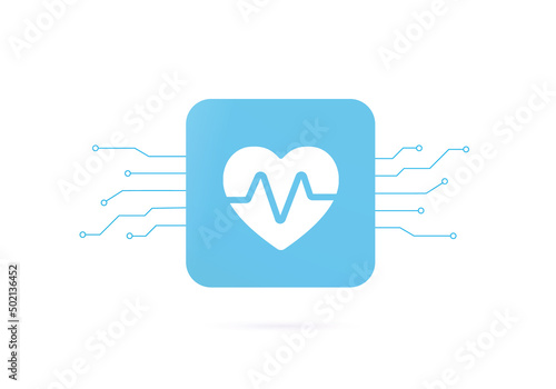 AI in healthcare vector icon concept. Artificial neural networks are used as clinical decision support systems for medical diagnosis - heart sound analysis, medical record, drug creation