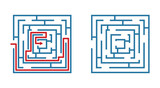 maze labyrinth icon with red arrow