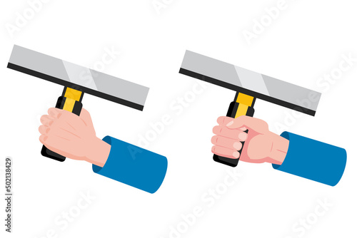 Set construction tools putty knife, spatula repair tool. Hand hold spackling or paint instruments. Vector illustration