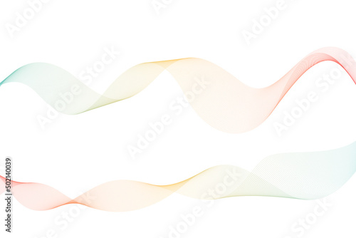 Colorful abstract wavy lines flowing on a white background for technology, music, science and the digital world