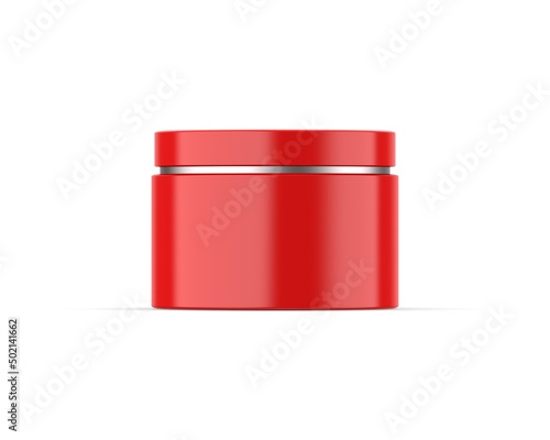 Glossy cosmetic jar for branding and mockup, cosmetic container on isolated white background, 3d render illustration.
