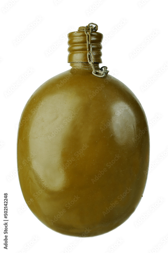 Army flask.Isolated on a white background.