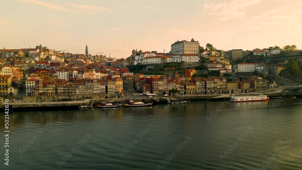 Ribeira, Duero, Nova de Gaia. Antique European city. Portugal. Oporto. Aerial. Ribeira, Duero, Nova de Gaia. Antique European city. Portugal. Oporto. Aerial.