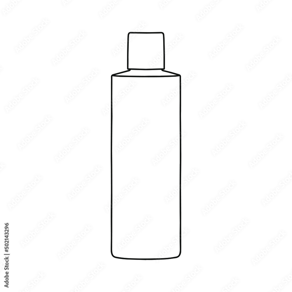 Linear bottle of shampoo, balsam, cream, or other cosmetic product. Cosmetic. Vector illustration. Linear bottle of shampoo, balsam, cream, or other cosmetic product. Cosmetic. Vector illustration.