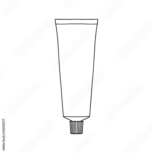 Linear tube of toothpaste, or other cosmetic product. Cosmetic. Vector illustration.