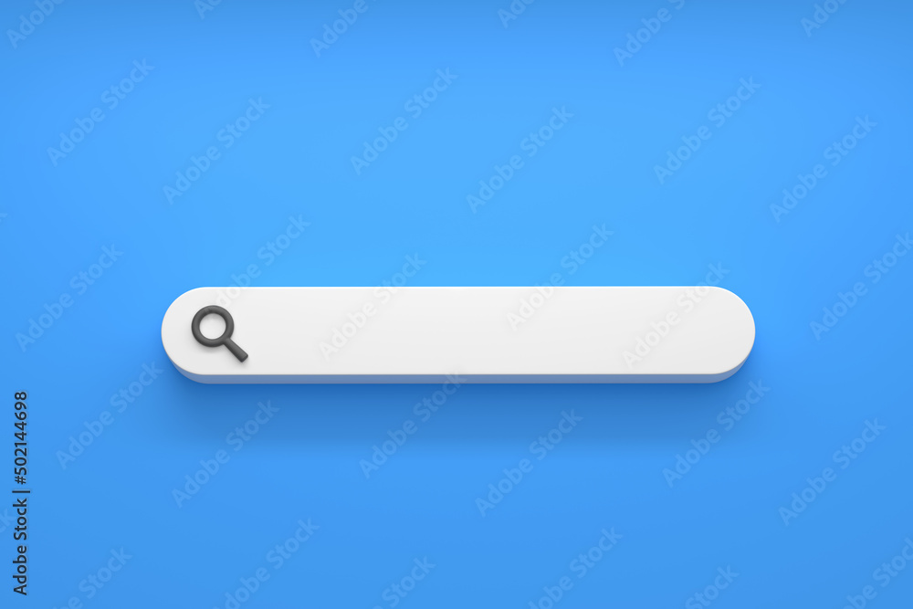 Minimal blank search bar on blue background. 3d rendering 3d illustration Minimal blank search bar on blue background. 3d rendering 3d illustration